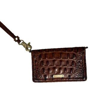 Brahmin Leather Brown Melbourne Croc-Embossed Zip-Around Wallet/Wristlet